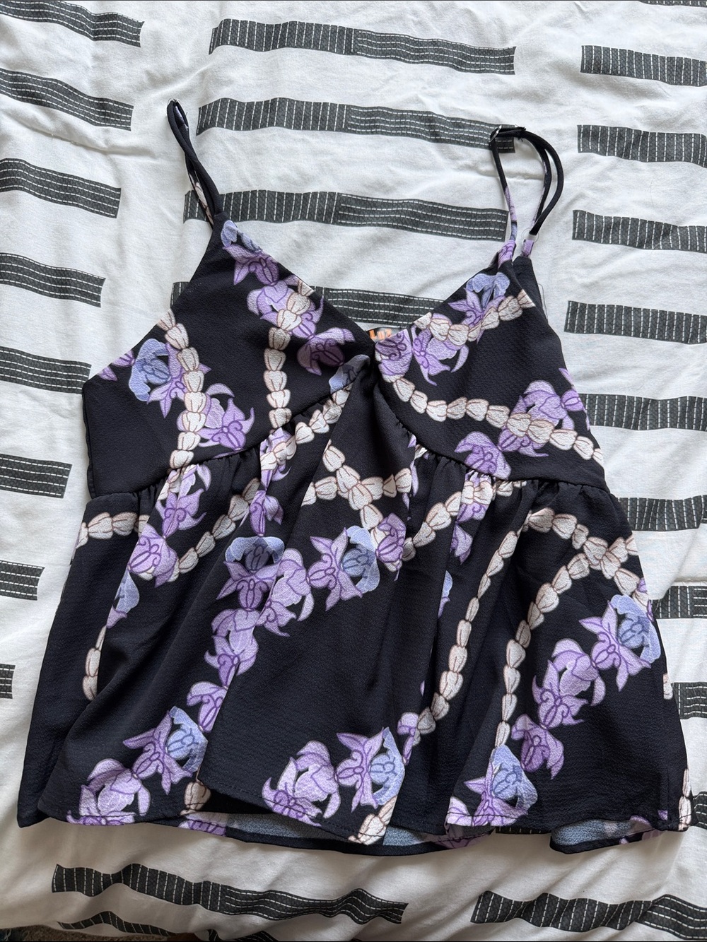 Black Floral Twist-Front Cami Top - Purple Floral